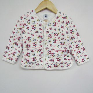 プチバトー(PETIT BATEAU)のプチバトー 長袖カーディガン 花柄 ベビー 女の子用 24m/86cmサイズ ホワイト PETIT BATEAU(カーディガン/ボレロ)