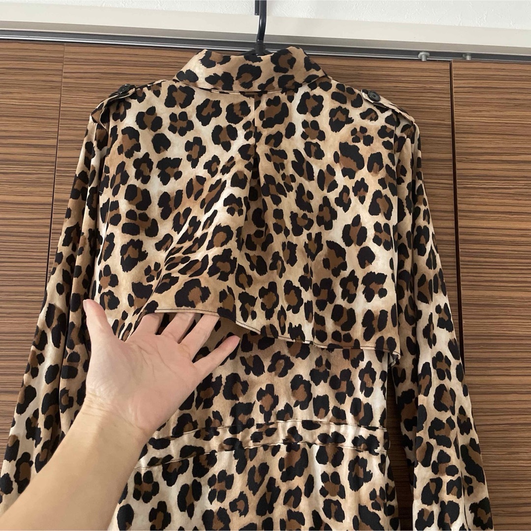 【Kim's Boutique】シャツワンピ　トレンチ風　ヒョウ柄 レディースのワンピース(ひざ丈ワンピース)の商品写真