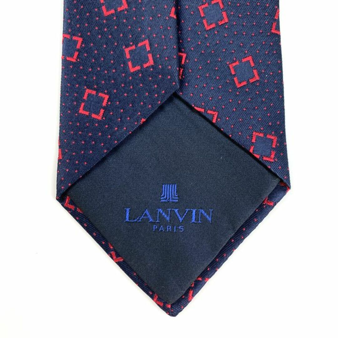 LANVIN(ランバン)のランバン ブランドネクタイ 総柄 スクエア柄 シルク フランス製 メンズ ネイビー LANVIN メンズのファッション小物(ネクタイ)の商品写真