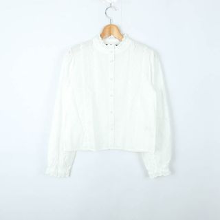 ザラ(ZARA)のザラ 長袖シャツ トップス カットソー レース ノーカラー レディース Mサイズ ホワイト ZARA(シャツ/ブラウス(長袖/七分))