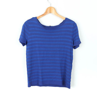 インディヴィ(INDIVI)のインディヴィ ニット サマーニット セーター 半袖Tシャツ ボーダー レディース 38サイズ ブルー INDIVI(ニット/セーター)