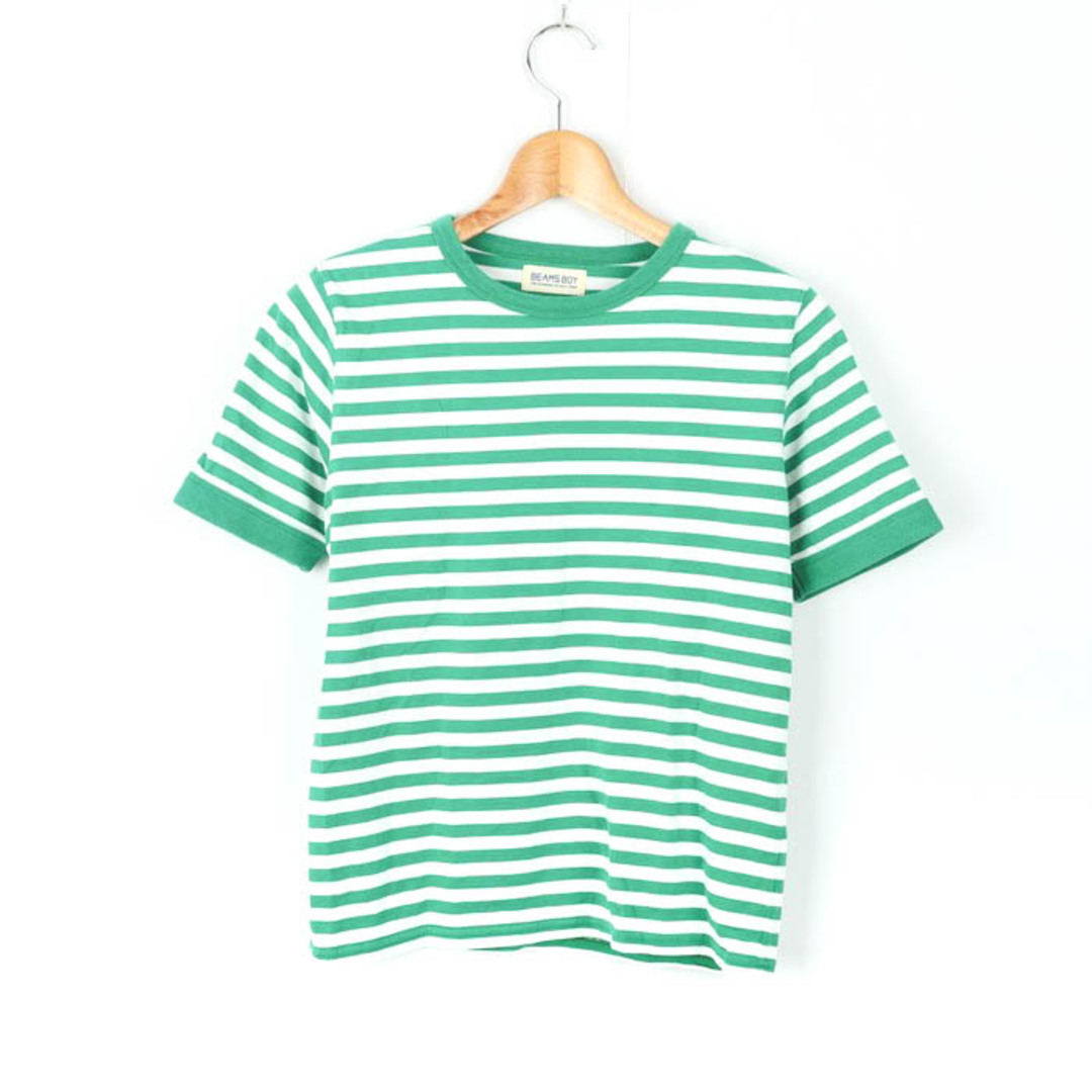 BEAMS BOY(ビームスボーイ)のビームスボーイ 半袖Tシャツ トップス カットソー ボーダー レディース ﾌﾘｰサイズ グリーン ホワイト BEAMS BOY レディースのトップス(Tシャツ(半袖/袖なし))の商品写真