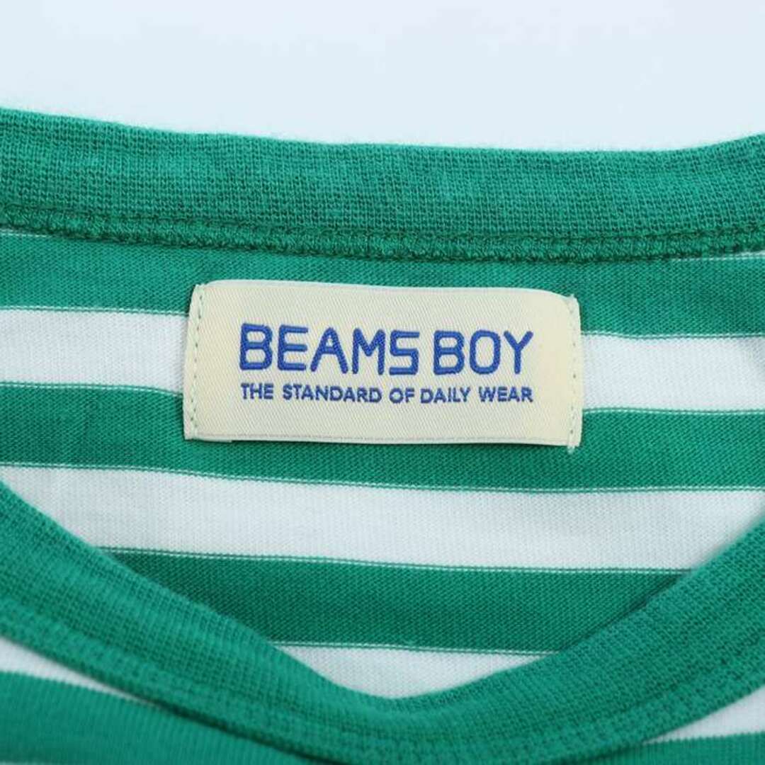 BEAMS BOY(ビームスボーイ)のビームスボーイ 半袖Tシャツ トップス カットソー ボーダー レディース ﾌﾘｰサイズ グリーン ホワイト BEAMS BOY レディースのトップス(Tシャツ(半袖/袖なし))の商品写真