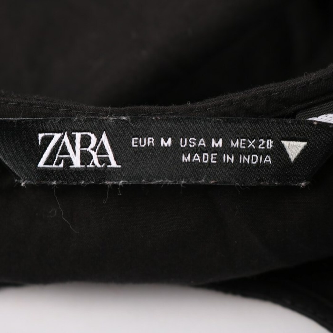 ZARA(ザラ)のザラ カットソー 半袖シャツ パフスリーブ タック入り トップス レディース Mサイズ ブラック ZARA レディースのトップス(カットソー(長袖/七分))の商品写真