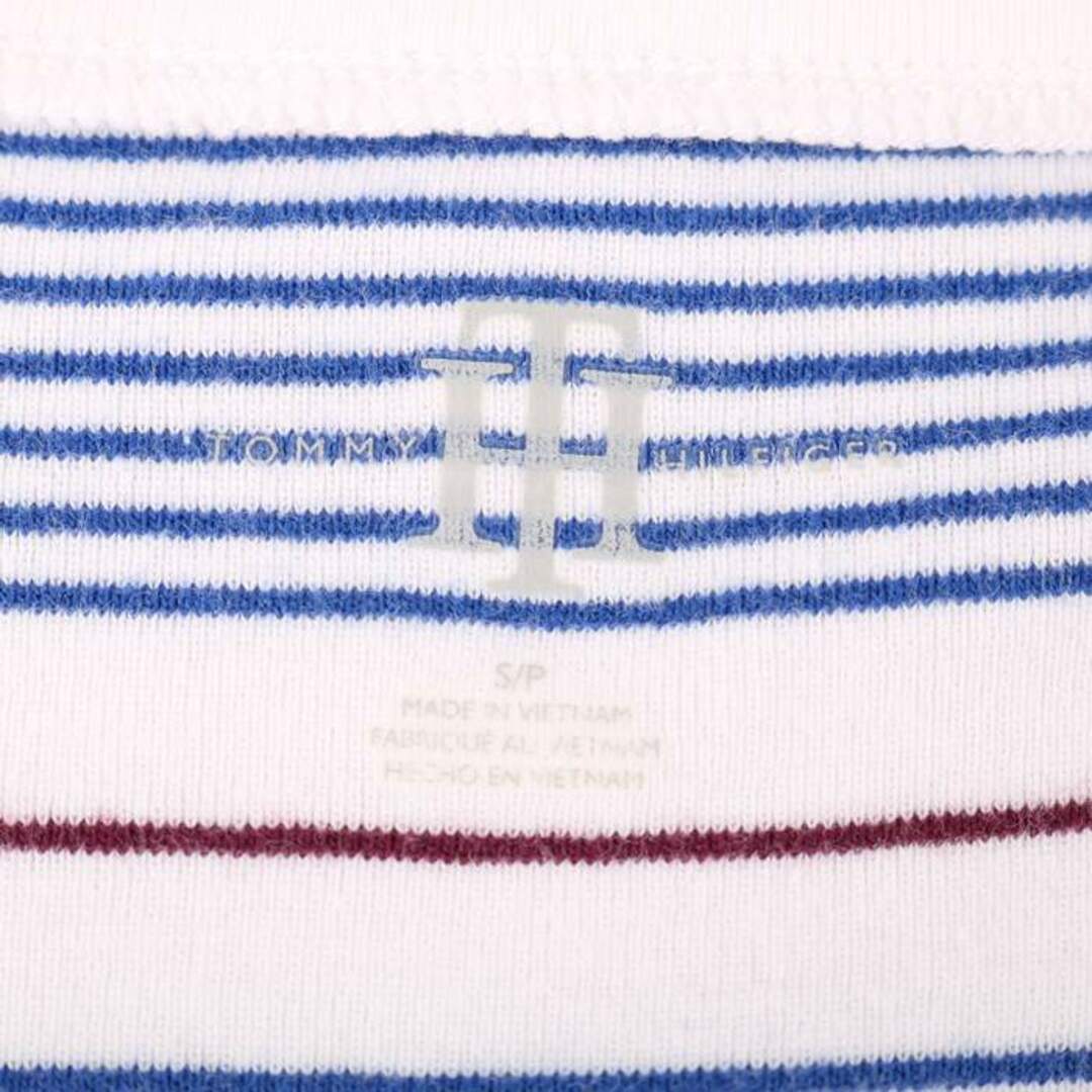 TOMMY HILFIGER(トミーヒルフィガー)のトミーヒルフィガー 半袖Tシャツ トップス カットソー ボーダー Vネック レディース Sサイズ ホワイト ブルー TOMMY HILFIGER レディースのトップス(Tシャツ(半袖/袖なし))の商品写真