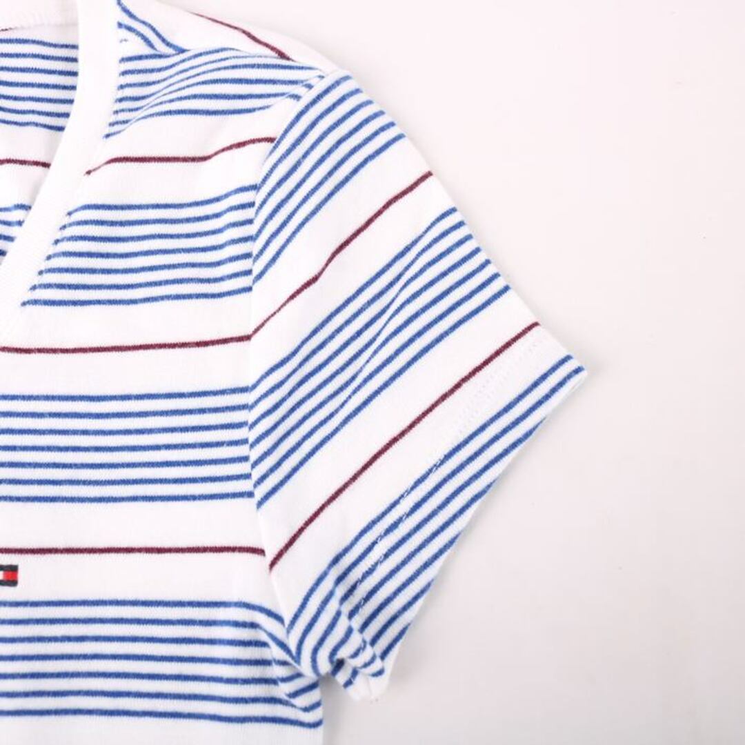 TOMMY HILFIGER(トミーヒルフィガー)のトミーヒルフィガー 半袖Tシャツ トップス カットソー ボーダー Vネック レディース Sサイズ ホワイト ブルー TOMMY HILFIGER レディースのトップス(Tシャツ(半袖/袖なし))の商品写真