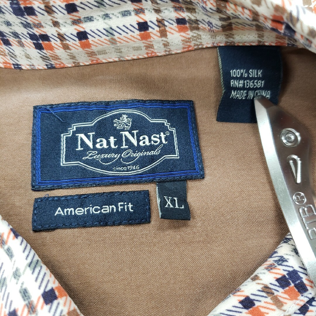 POLO RALPH LAUREN(ポロラルフローレン)のNat Nast　ナットナストプリントチェック半袖シャツ　シルク　XLサイズ メンズのトップス(シャツ)の商品写真
