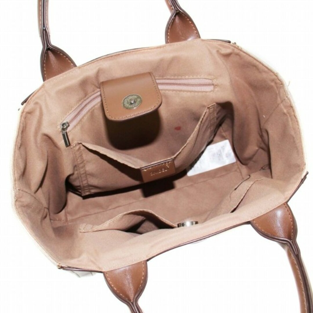SNIDEL(スナイデル)のスナイデル エコキャンパスバッグ ハンドバッグ フェイクレザー ベージュ 茶 レディースのバッグ(ハンドバッグ)の商品写真