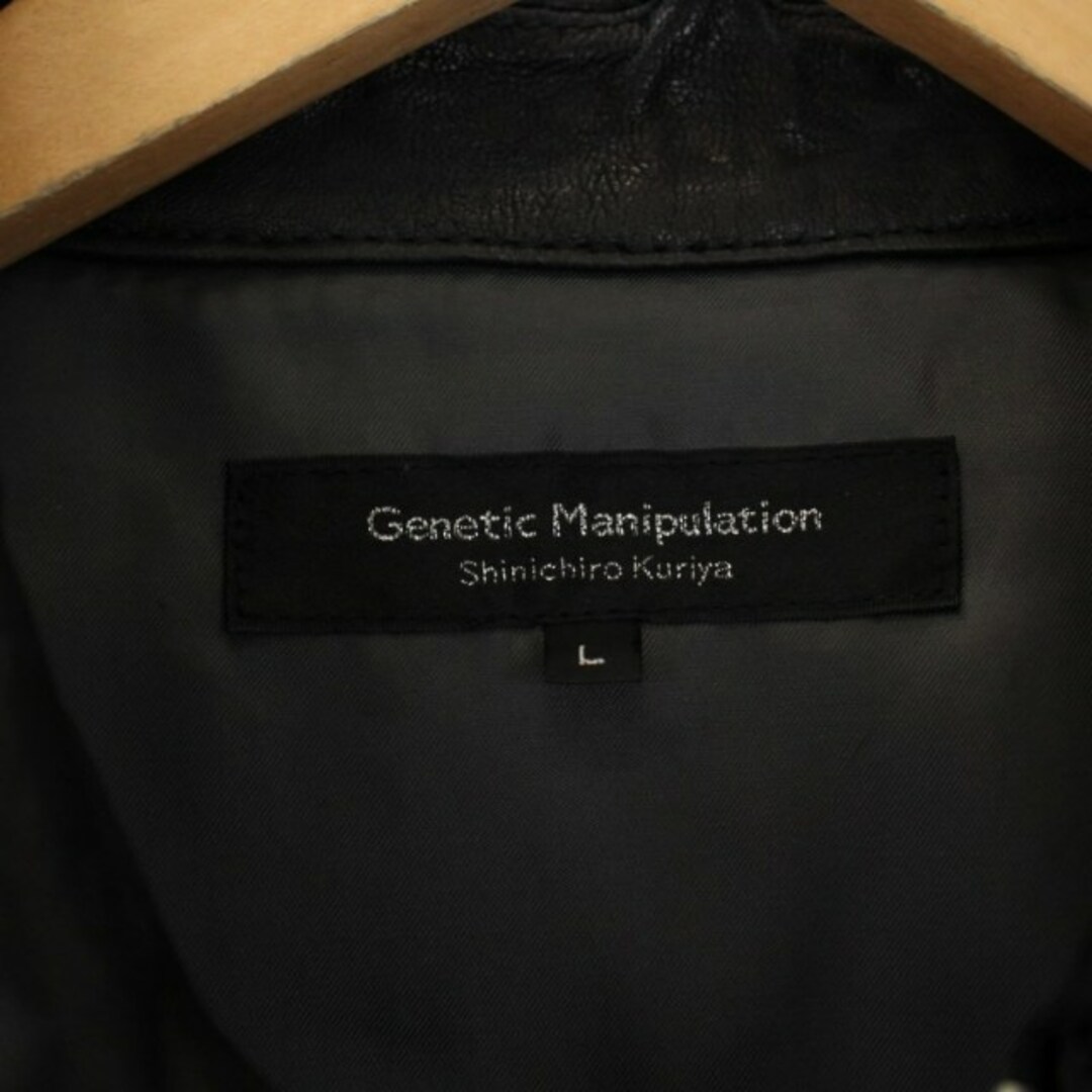 Genetic Manipulation(ジェネティックマニピュレイション)のGENETIC MANIPULATION シングルライダースジャケット L 黒 メンズのジャケット/アウター(ライダースジャケット)の商品写真