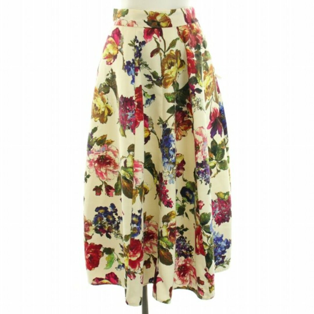 LIMITLESS LUXURY(リミットレスラグジュアリー)のリミットレスラグジュアリー フレアスカート ミモレ ロング 花柄 38 M 白 レディースのスカート(ロングスカート)の商品写真