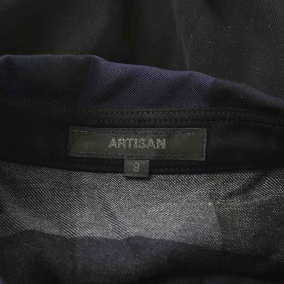 ARTISAN(アルティザン)のアルチザン シャツワンピース ひざ丈 フレア 長袖 9 M 黒 紫 グレー レディースのワンピース(ロングワンピース/マキシワンピース)の商品写真