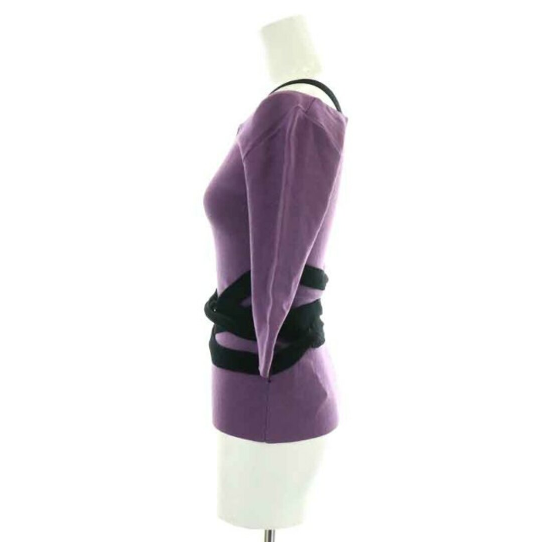 Ameri VINTAGE(アメリヴィンテージ)のアメリヴィンテージ Ameri ニット カットソー 七分袖 Vネック 紫 黒 レディースのトップス(ニット/セーター)の商品写真