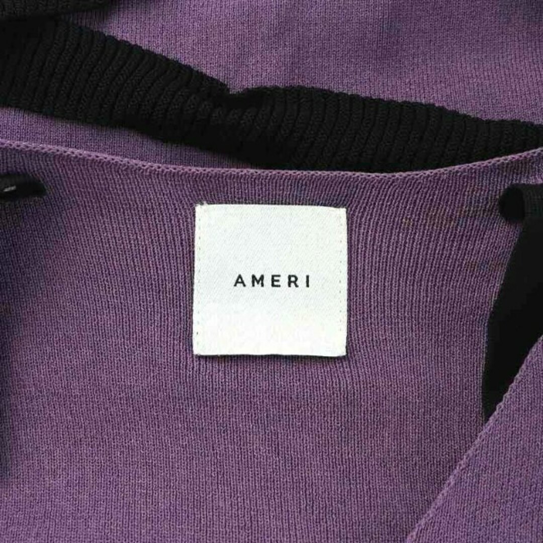 Ameri VINTAGE(アメリヴィンテージ)のアメリヴィンテージ Ameri ニット カットソー 七分袖 Vネック 紫 黒 レディースのトップス(ニット/セーター)の商品写真