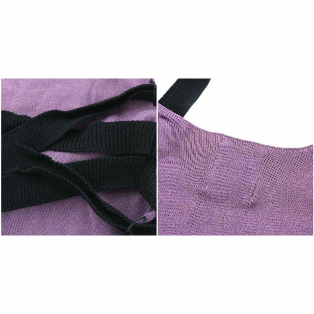 Ameri VINTAGE(アメリヴィンテージ)のアメリヴィンテージ Ameri ニット カットソー 七分袖 Vネック 紫 黒 レディースのトップス(ニット/セーター)の商品写真