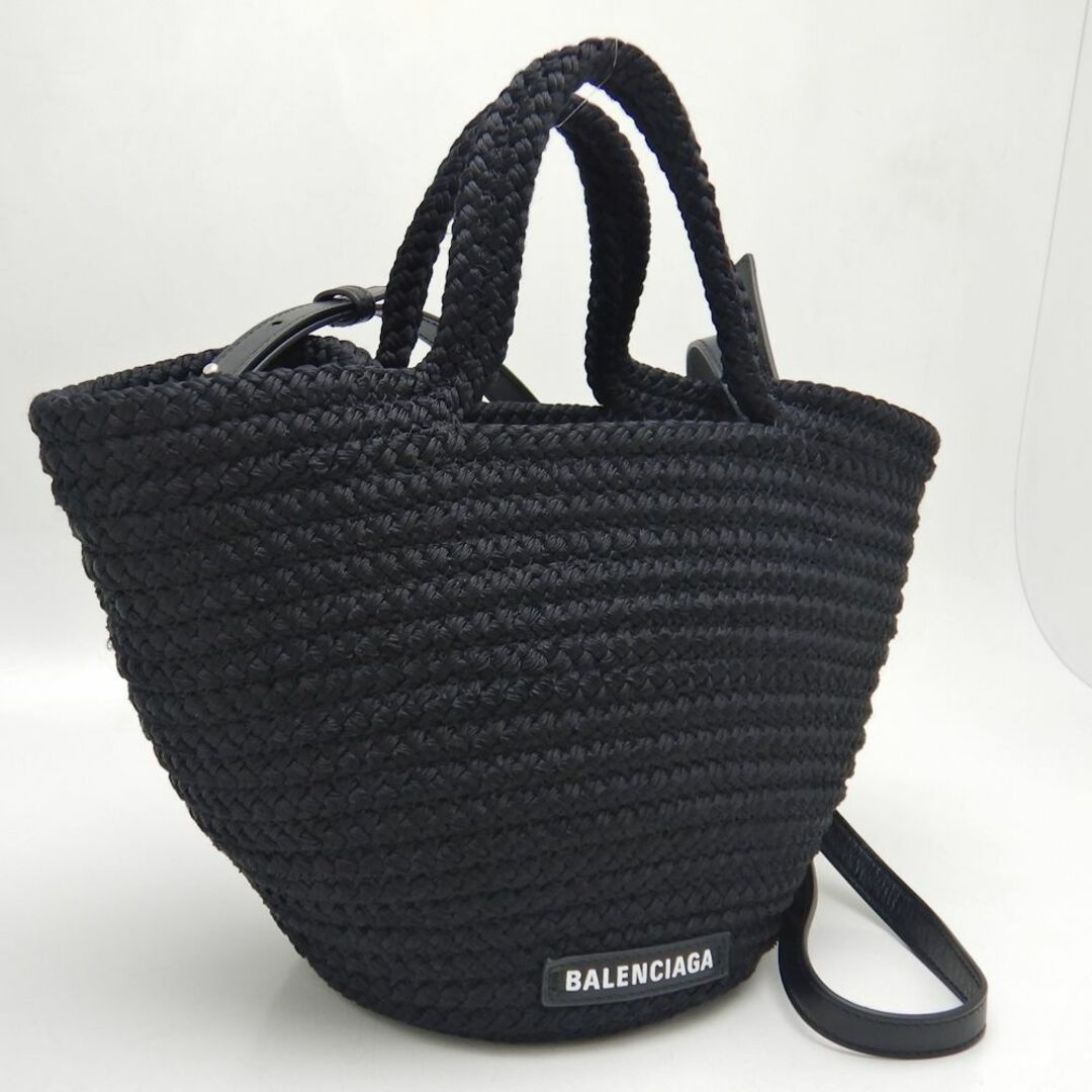 Balenciaga(バレンシアガ)のBALENCIAGA バレンシアガ イビサスモールバスケット 695612 ハンドバッグ 2WAY ナイロンxラムスキン ブラック/251573【中古】 レディースのバッグ(ハンドバッグ)の商品写真