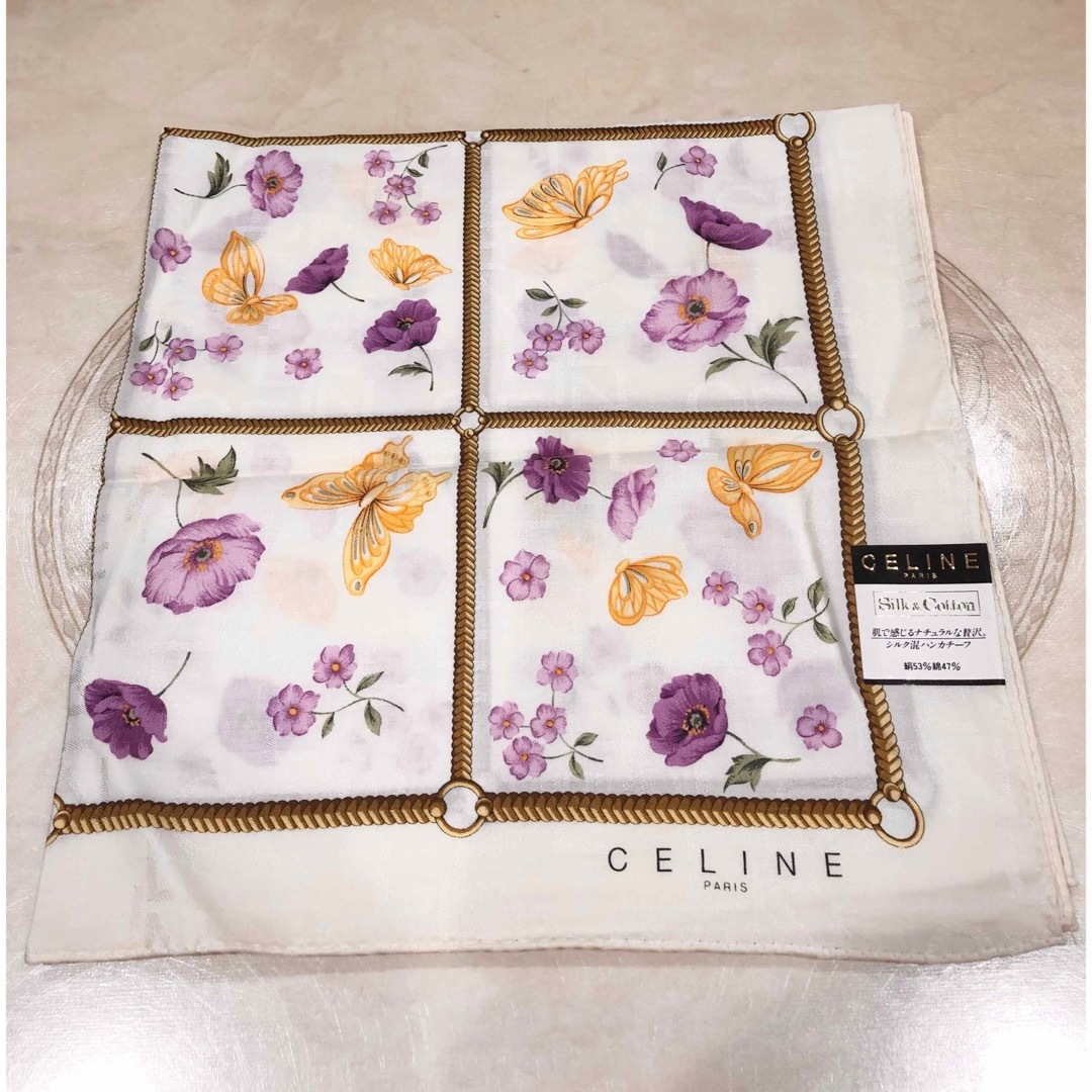 celine(セリーヌ)のCELINE   大判ハンカチ　Silk&Cotton    新品、未使用品 レディースのファッション小物(ハンカチ)の商品写真