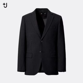 ユニクロ(UNIQLO)のUNIQLO +J ウールブレンドジャケット ストライプ L(テーラードジャケット)