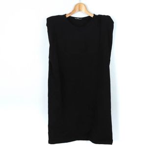 ザラ(ZARA)のザラ ワンピース ノースリーブ 肩パット Tシャツ ミニ丈 レディース Mサイズ ブラック ZARA(その他)