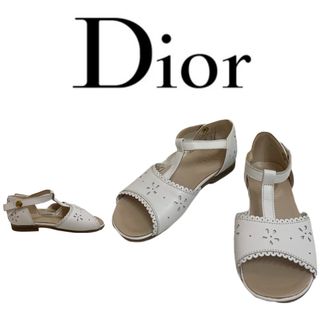 ディオール(Dior)のDior ディオール ITALY製 キッズ レザーストラップシューズ ホワイト(フラットシューズ)