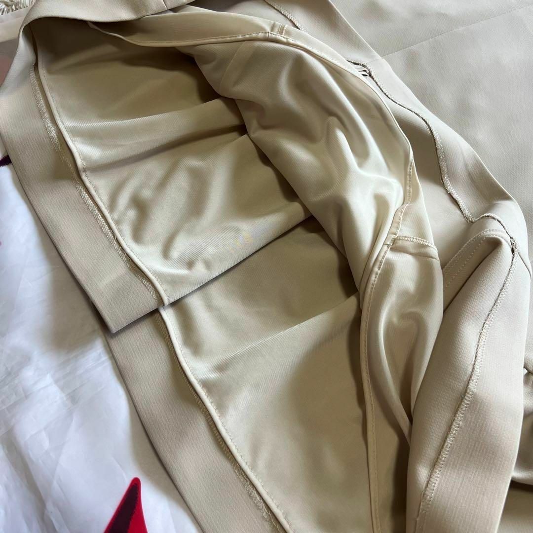 美品】Rene 膝丈ワンピース ホワイト ベージュ バイカラー 36 リボン 美品】Rene 膝丈ワンピース ホワイト ベージュ バイカラー 36 リボン