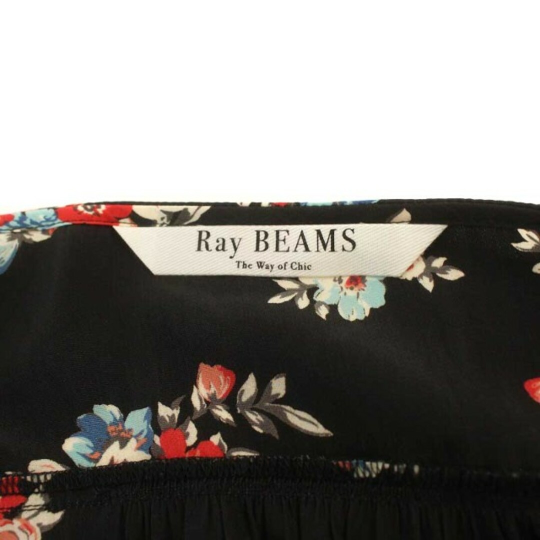 Ray BEAMS(レイビームス)のレイビームス Ray Beams フレアワンピース ロング 花柄 Vネック 黒 レディースのワンピース(ロングワンピース/マキシワンピース)の商品写真