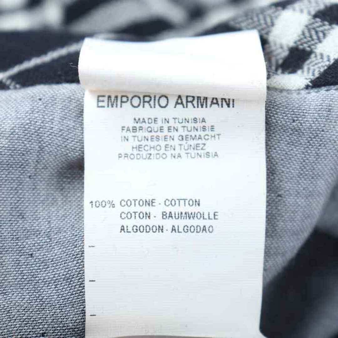 Giorgio Armani(ジョルジオアルマーニ)のジョルジオアルマーニ 長袖シャツ カットソー トップス　チェック柄　EMPORIO メンズ 42サイズ ブラック ホワイト GIORGIO ARMANI メンズのトップス(シャツ)の商品写真