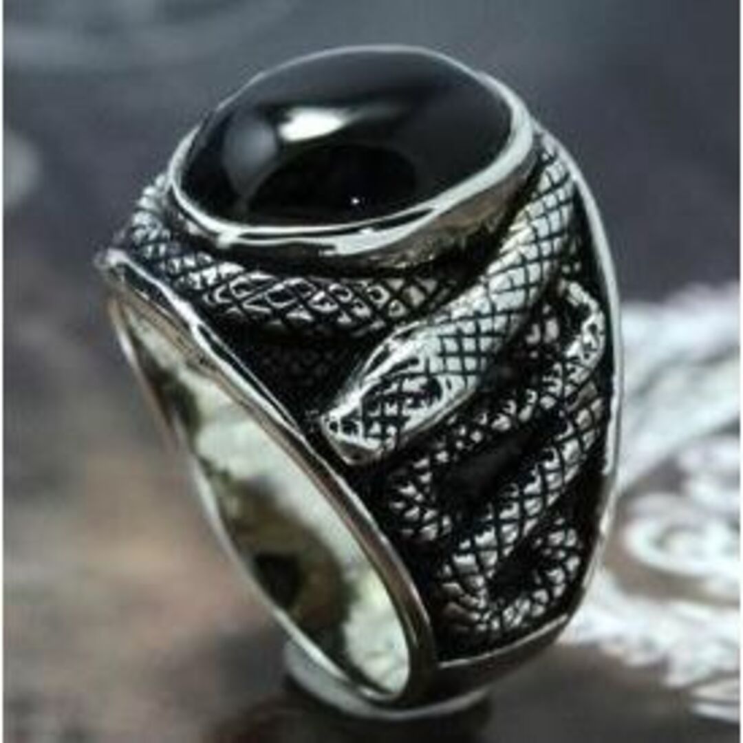 【A127】リング　メンズ　指輪　シルバー　スネーク　蛇　20号 メンズのアクセサリー(リング(指輪))の商品写真