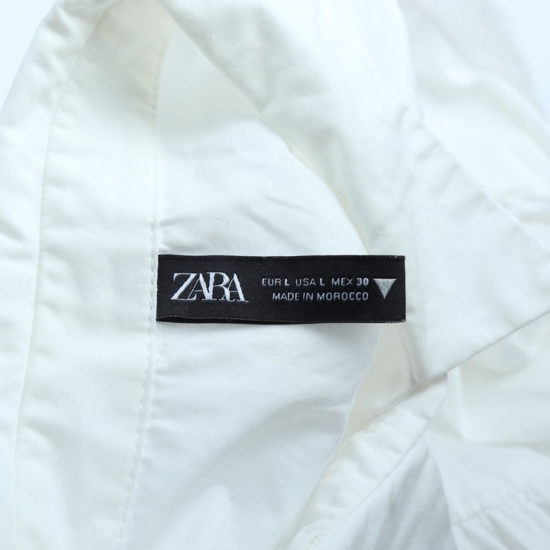 ZARA(ザラ)のザラ ワンピース 半袖シャツ ミニ丈 ギャザー ドレス レディース Lサイズ ホワイト ZARA レディースのワンピース(その他)の商品写真