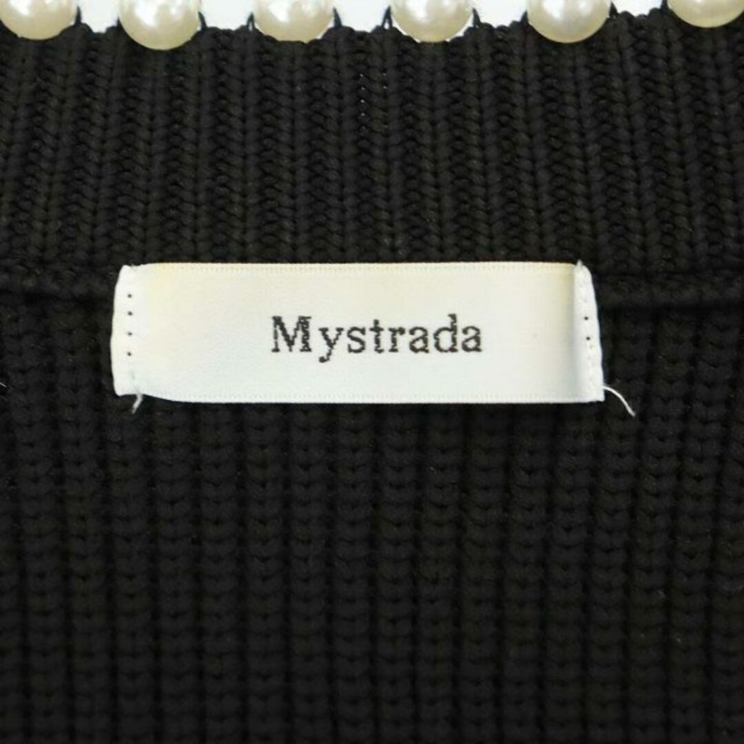 Mystrada(マイストラーダ)のマイストラーダ パールデザインボリュームカーディガン 長袖 38 M 黒 レディースのトップス(カーディガン)の商品写真