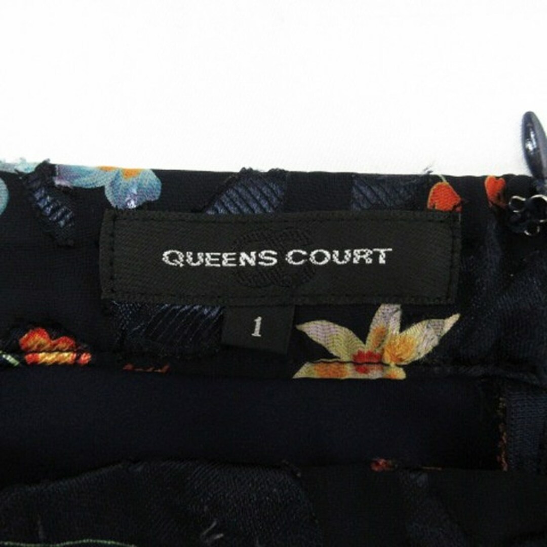 QUEENS COURT(クイーンズコート)のクイーンズコート オパールプリント フレア スカート 1 ネイビー ■016 レディースのスカート(ひざ丈スカート)の商品写真
