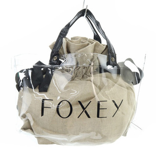 フォクシー(FOXEY)のフォクシー 巾着付き ロゴ クリアバッグ ハンドバッグ ロゴ クリア グレージュ(ハンドバッグ)