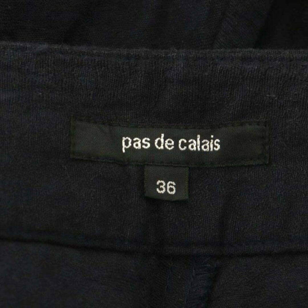 pas de calais(パドカレ)のパドカレ ストレートパンツ セミテーパード ジッパーフライ リネン混 36 紺 レディースのパンツ(その他)の商品写真