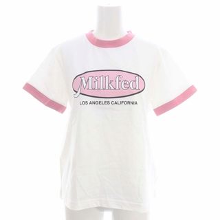 ミルクフェド(MILKFED.)のミルクフェド RINGER TOP リンガーTシャツ ロゴプリント 半袖 白(Tシャツ(半袖/袖なし))