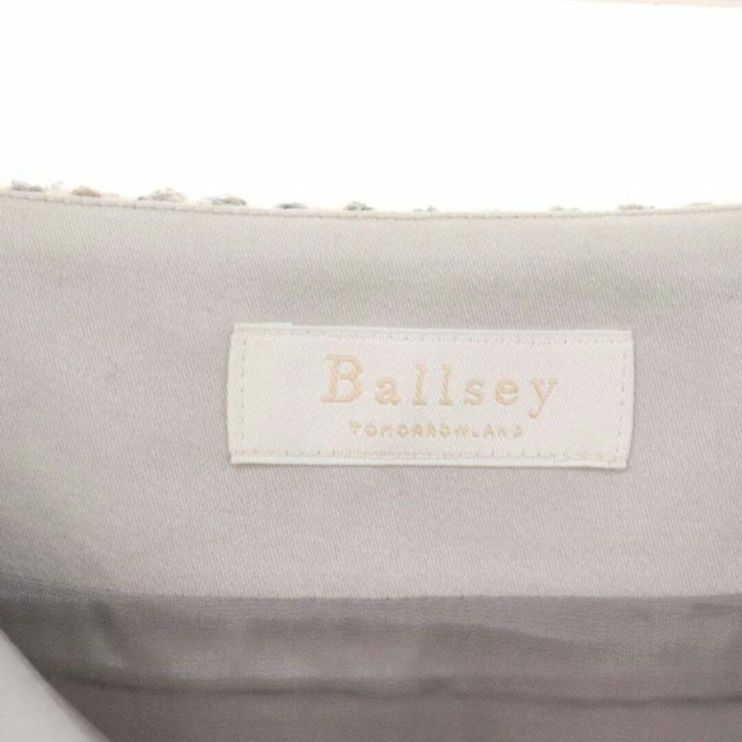 Ballsey(ボールジィ)のボールジー トゥモローランド ウール混 台形スカート ミニ 34 白 グレー レディースのスカート(ミニスカート)の商品写真