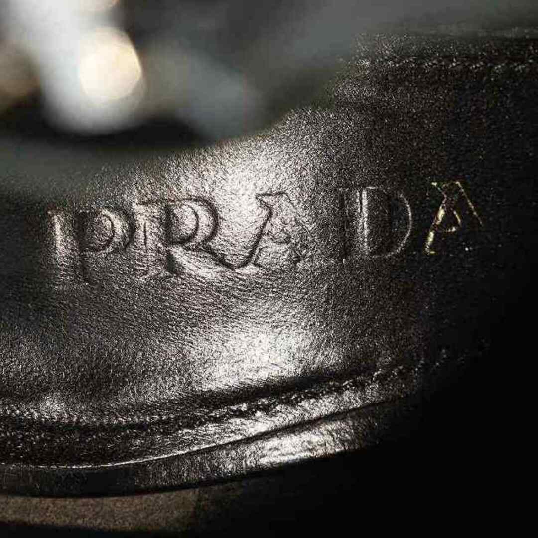 PRADA(プラダ)のプラダ ブーツ ショート ハイヒール サイドジップ レザー 37.5 黒 レディースの靴/シューズ(ブーツ)の商品写真