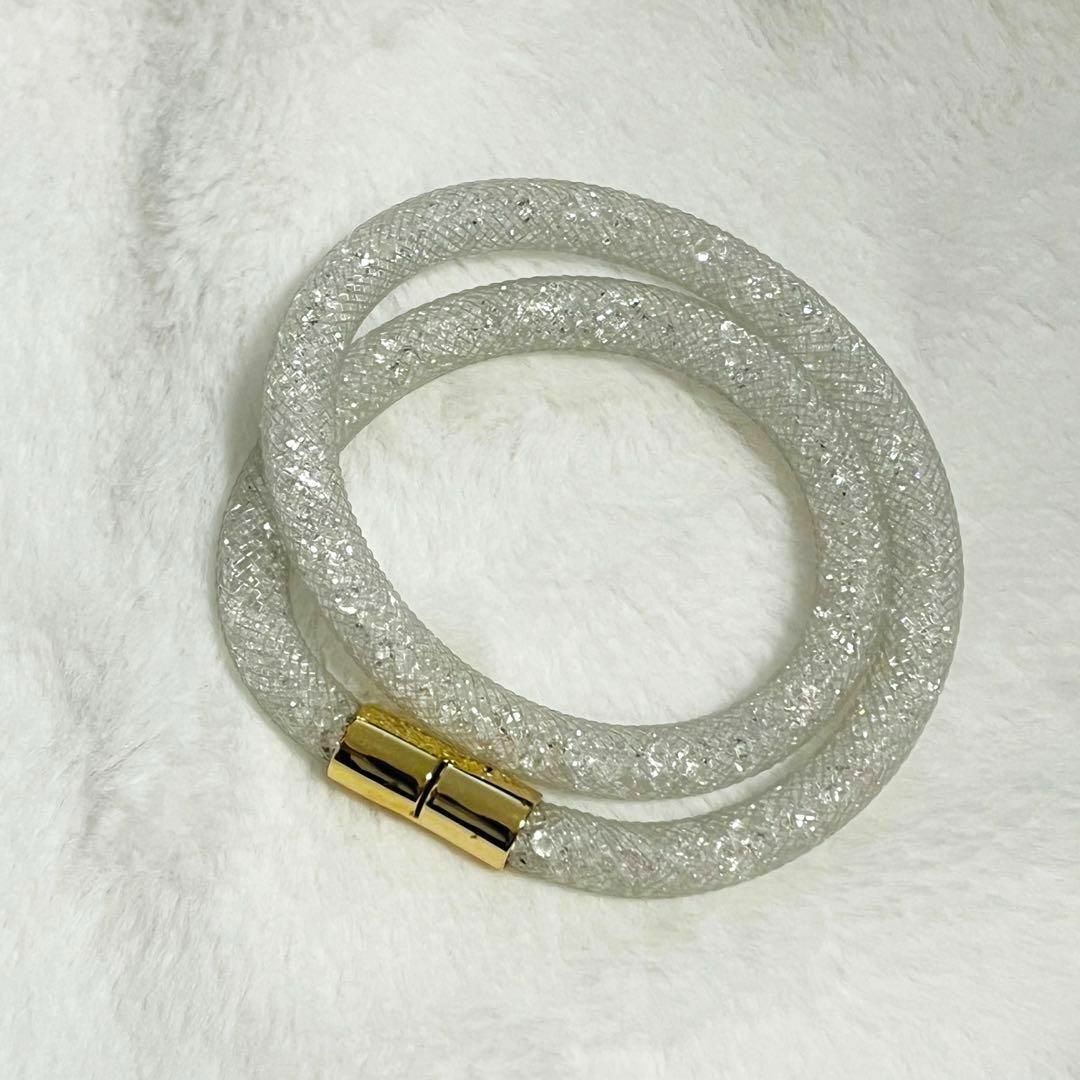 SWAROVSKI(スワロフスキー)の【美品】スワロフスキー SWAROVSKI ダブルブレスレット バングル レディースのアクセサリー(ブレスレット/バングル)の商品写真