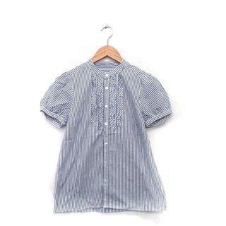 ロペピクニック(Rope' Picnic)のロペピクニック シャツ ブラウス 半袖 フリル コットン ストライプ 38(シャツ/ブラウス(半袖/袖なし))