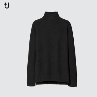 ユニクロ(UNIQLO)の【限定】UNIQLO ＋J プレミアムラムケーブルハイネックセーター　黒(ニット/セーター)