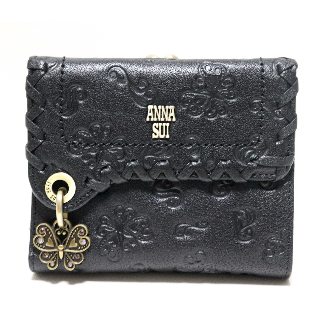 ANNA SUI(アナスイ)の《アナスイ》新品 バタフライチャーム付 エンボスレザー 2つ折りがま口財布 口金 レディースのファッション小物(財布)の商品写真