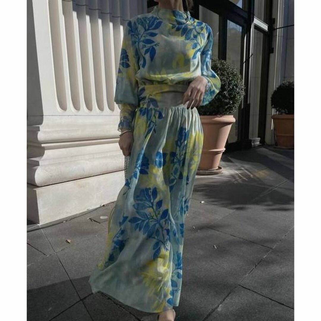 Ameri VINTAGE(アメリヴィンテージ)の美品 AMERI MEDI ROLLER ART CHIFFON DRESS レディースのワンピース(ロングワンピース/マキシワンピース)の商品写真