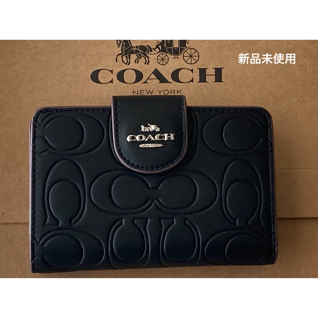COACH(コーチ)の新品　COACH 二つ折り財布　シグネチャー　ブラック　CM241 レディースのファッション小物(財布)の商品写真