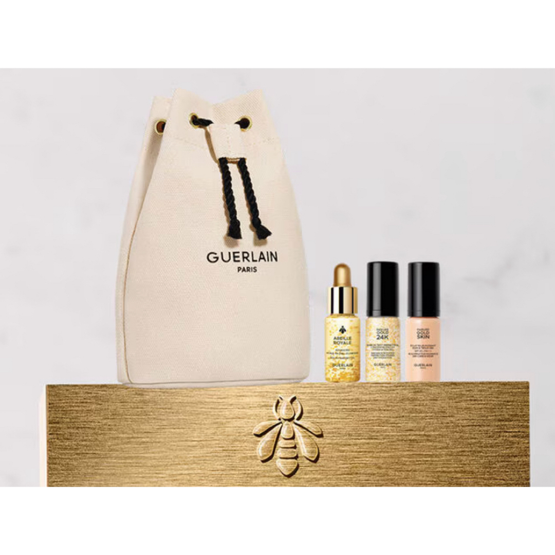 GUERLAIN(ゲラン)のゲラン  パリュールゴールド　アベイユロイヤル　オイル　巾着袋 コスメ/美容のキット/セット(サンプル/トライアルキット)の商品写真