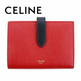 セリーヌ(celine)のセリーヌ 二つ折り財布 ミディアム ストラップ ウォレット レッド レザー 本革(財布)