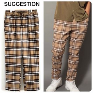 サジェスション(SUGGESTION)の極美品✨SUGGESTION チェック ストレッチ ワイドテーパード パンツ L(その他)