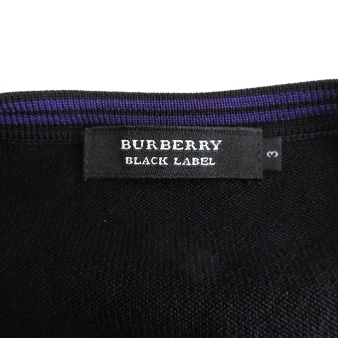 BURBERRY BLACK LABEL(バーバリーブラックレーベル)のバーバリーブラックレーベル ニットカーディガン ウール 黒 3 L相当 ■SM1 メンズのトップス(カーディガン)の商品写真