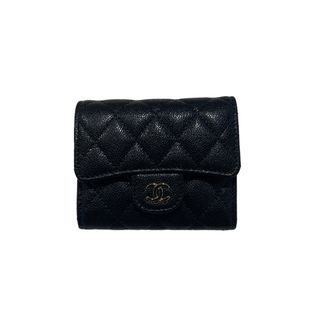 シャネル(CHANEL)の　シャネル CHANEL クラシックスモールフラップウオレット AP0231 ブラック/シャンパンゴールド金具 キャビアスキン レディース 三つ折り財布(財布)