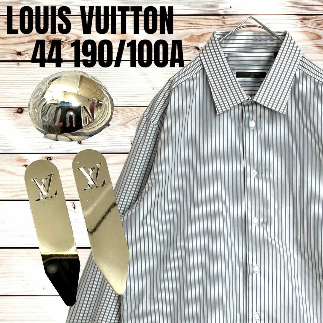 LOUIS VUITTON(ルイヴィトン)の☆美品☆Louis Vuitton ドレスシャツ メタルボタン ストライプ 44 メンズのトップス(Tシャツ/カットソー(七分/長袖))の商品写真