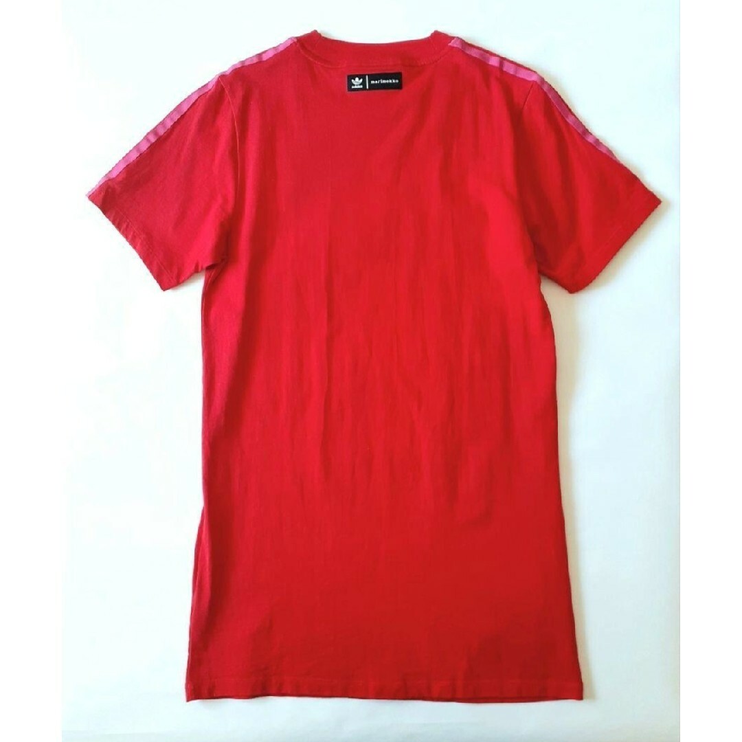 adidas(アディダス)のマリメッコ　アディダス　ロング　Tシャツ　ワンピース　半袖　スポーツ　レッド レディースのトップス(Tシャツ(半袖/袖なし))の商品写真