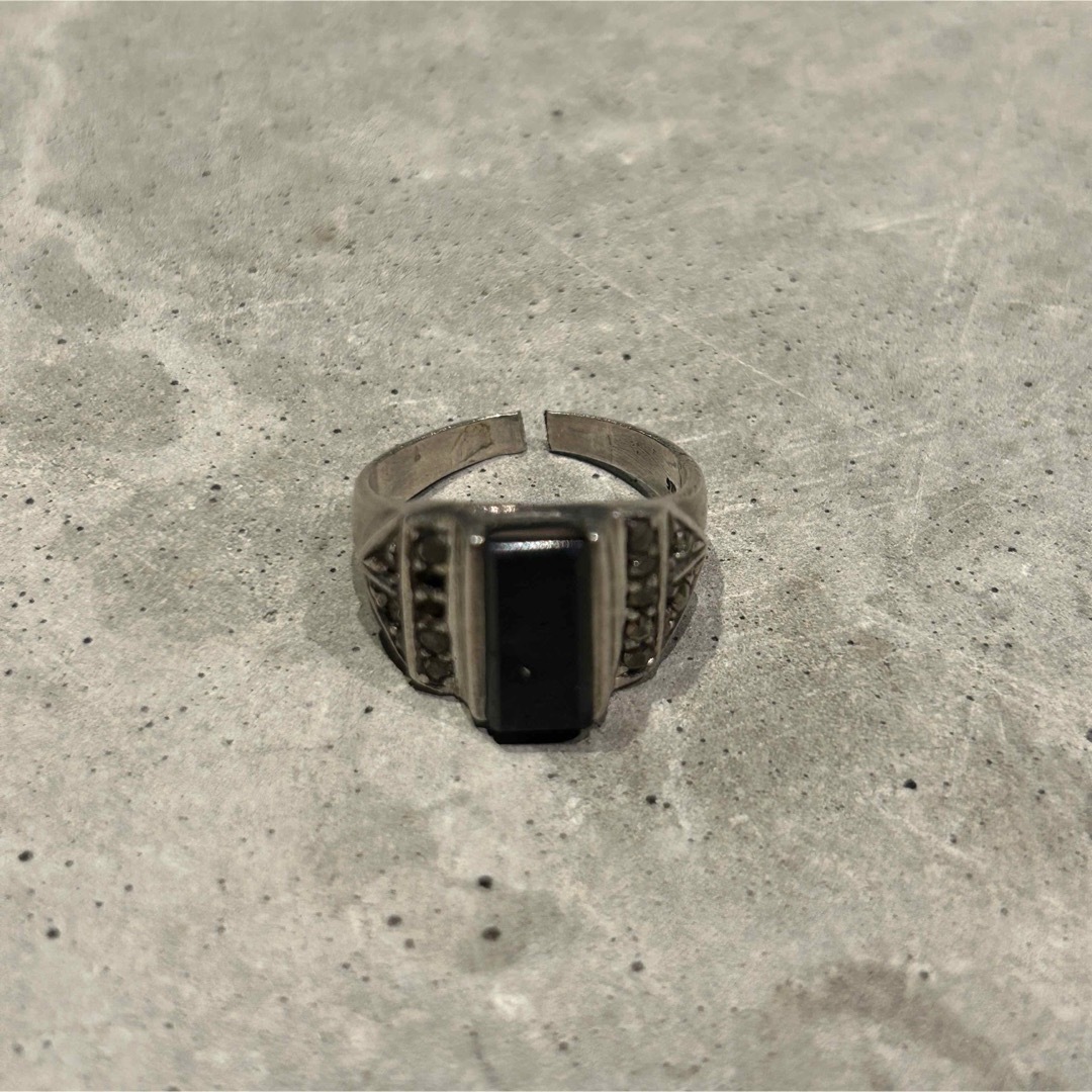 VINTAGE ヴィンテージシルバー925 オニキスデザインストーンリング/指輪 メンズのアクセサリー(リング(指輪))の商品写真