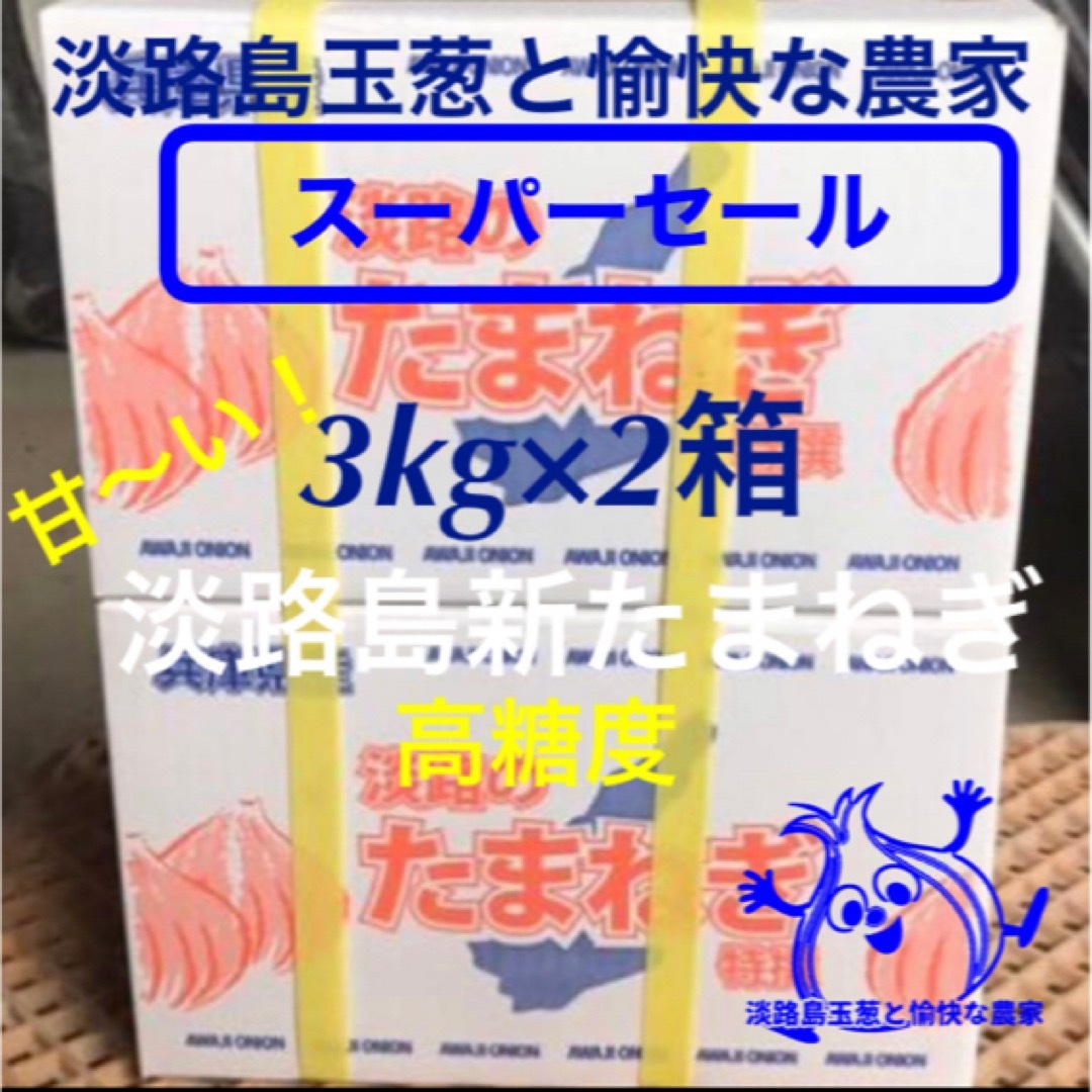 ＜スーパーセール＞淡路島産新玉ねぎ 3kg×2箱 高糖度 新たまねぎ 新玉葱 食品/飲料/酒の食品(野菜)の商品写真